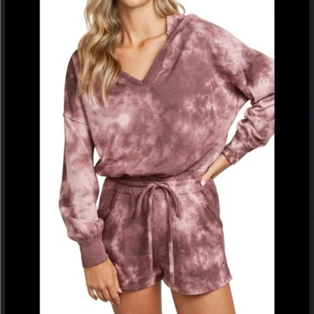 NWOT FP Movement Brown Tie Dye Boho Indie Athleisure Terrycloth Romper, Size M